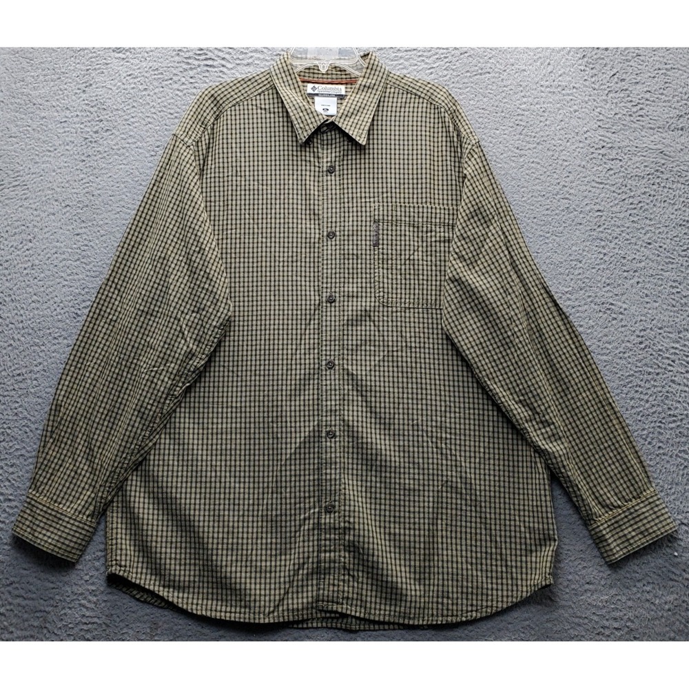 Columbia Shirt Mens XL Multi Plaid Camping Hiking Long Sleeve Collar Button Down
